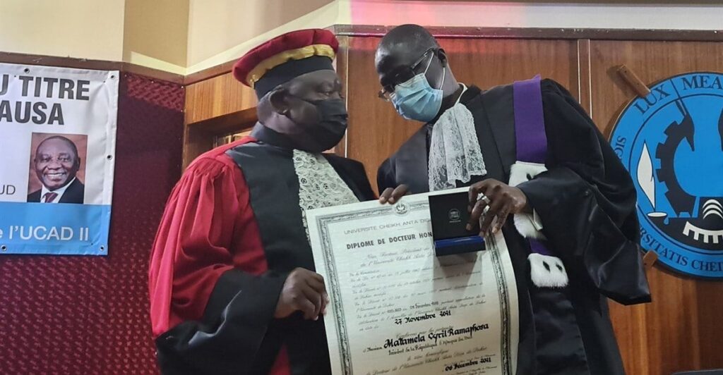 ramaphosa receives honorary doctorate